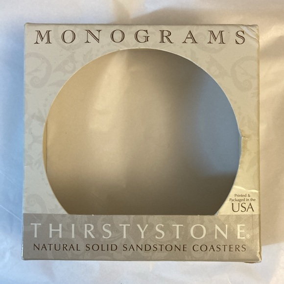 Coasters Set (4) Thirstystone Monograms Sandstone Letter I *open box, flaw - Picture 5 of 8